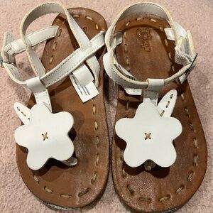 GAP White and Brown Sandals with Floral Accent